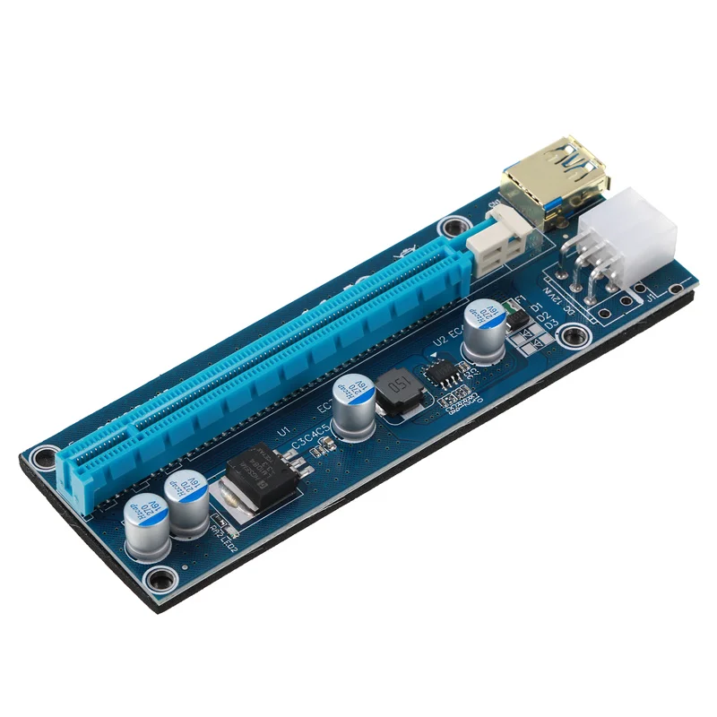 Riser VER009S 0.6M LED PCIE PCI-E 1X to 16X Riser Card 15Pin SATA to 6Pin Power Gold plated USB 3.0 for BTC Bitcoin Miner Mining
