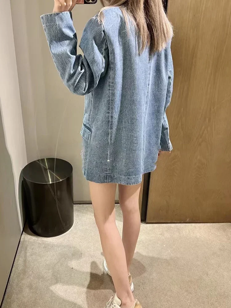 Denim suit jacket Female 2023 spring new loose cool girl jacket top