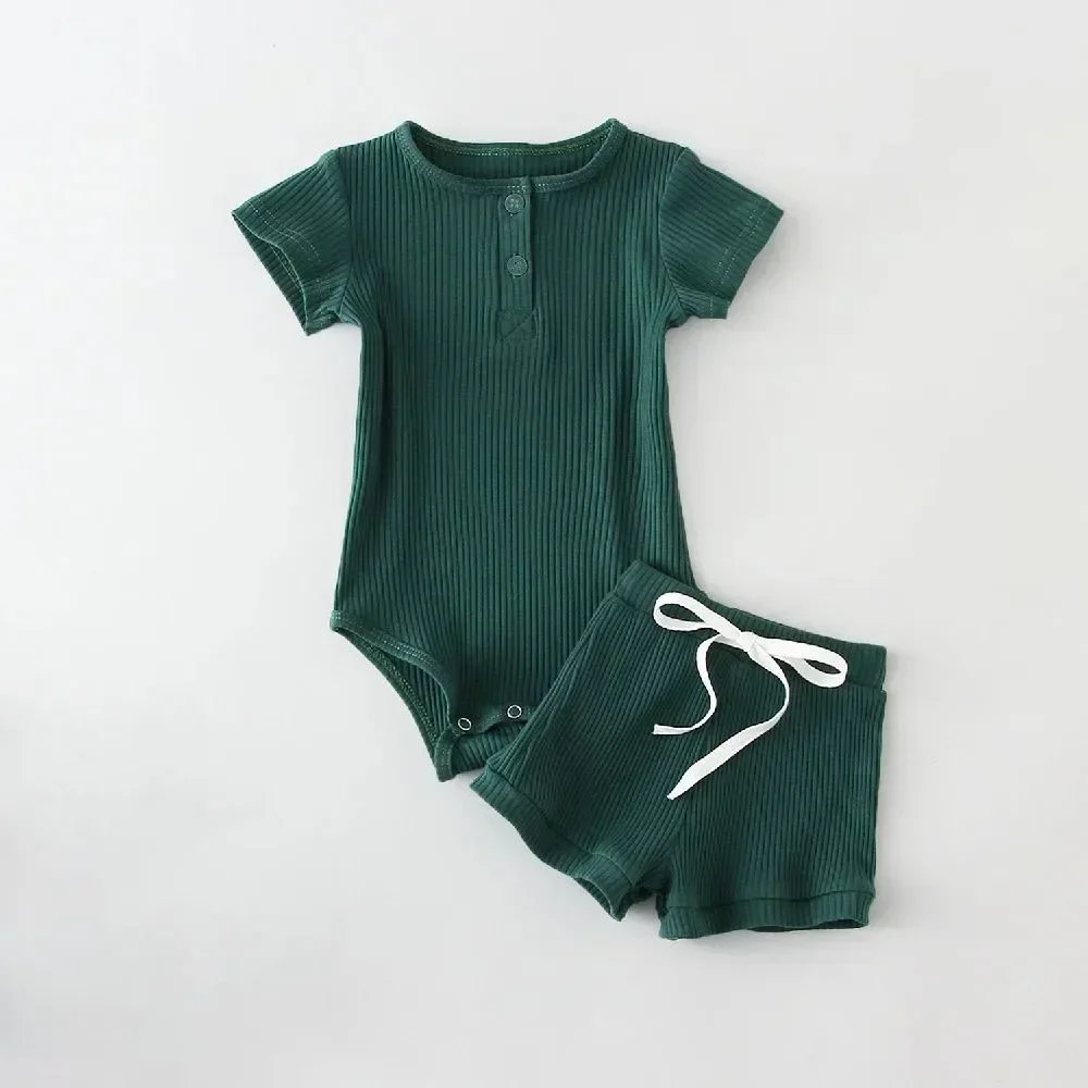 2Pcs Summer Baby Boy Clothing Sets Short Sleeve Bodysuit + Shorts Fashion Newborn Baby Clothes