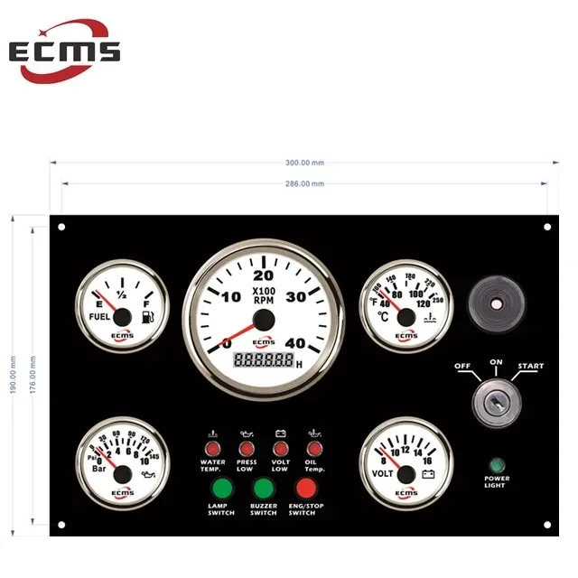 Marine Engine Instrument Gauges panel, Compatible All Vessels Dashboard 12 V 24 V