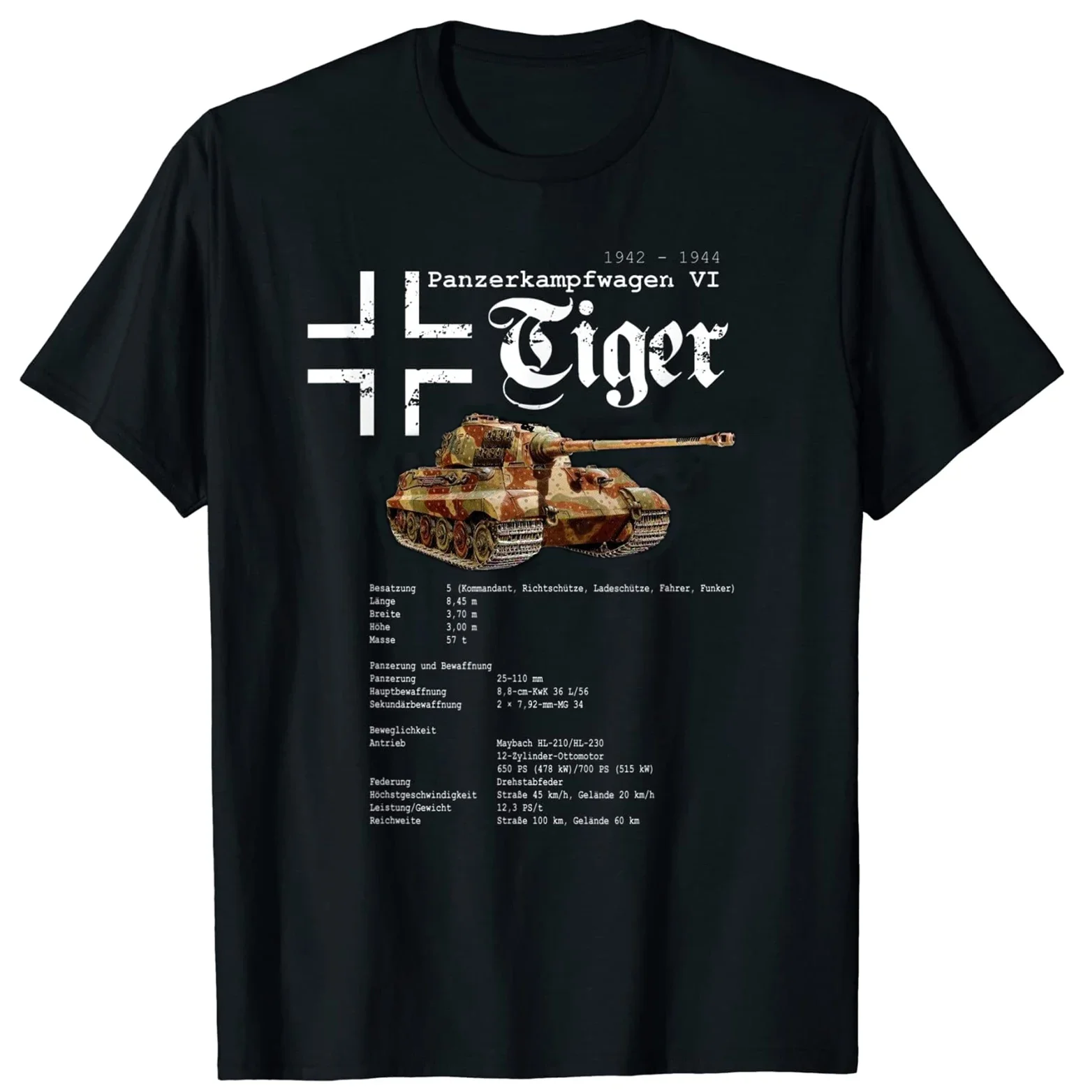 

New 100% Cotton Short Sleeve O-Neck Casual T-shirts Size S-5xl Wehrmacht Panzer VI German Tiger Heavy Tank TShirt harajuku