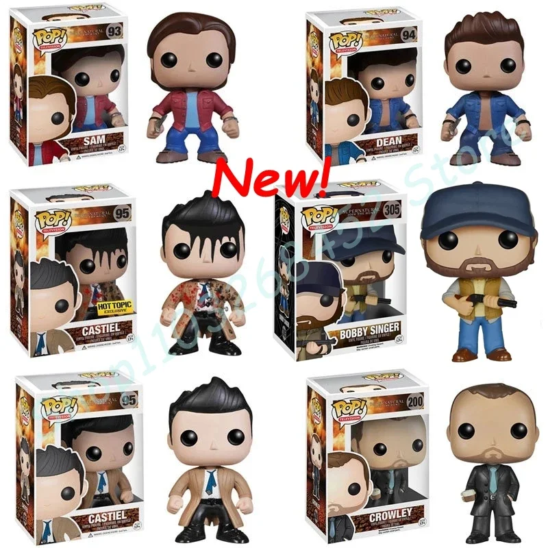 FUNKO POP Supernatural Sam #93 Dean #94 Castiel #95 with Wings Blood Castiel 95 Crowley #200 Bobby singer #305 Action Figure Toy