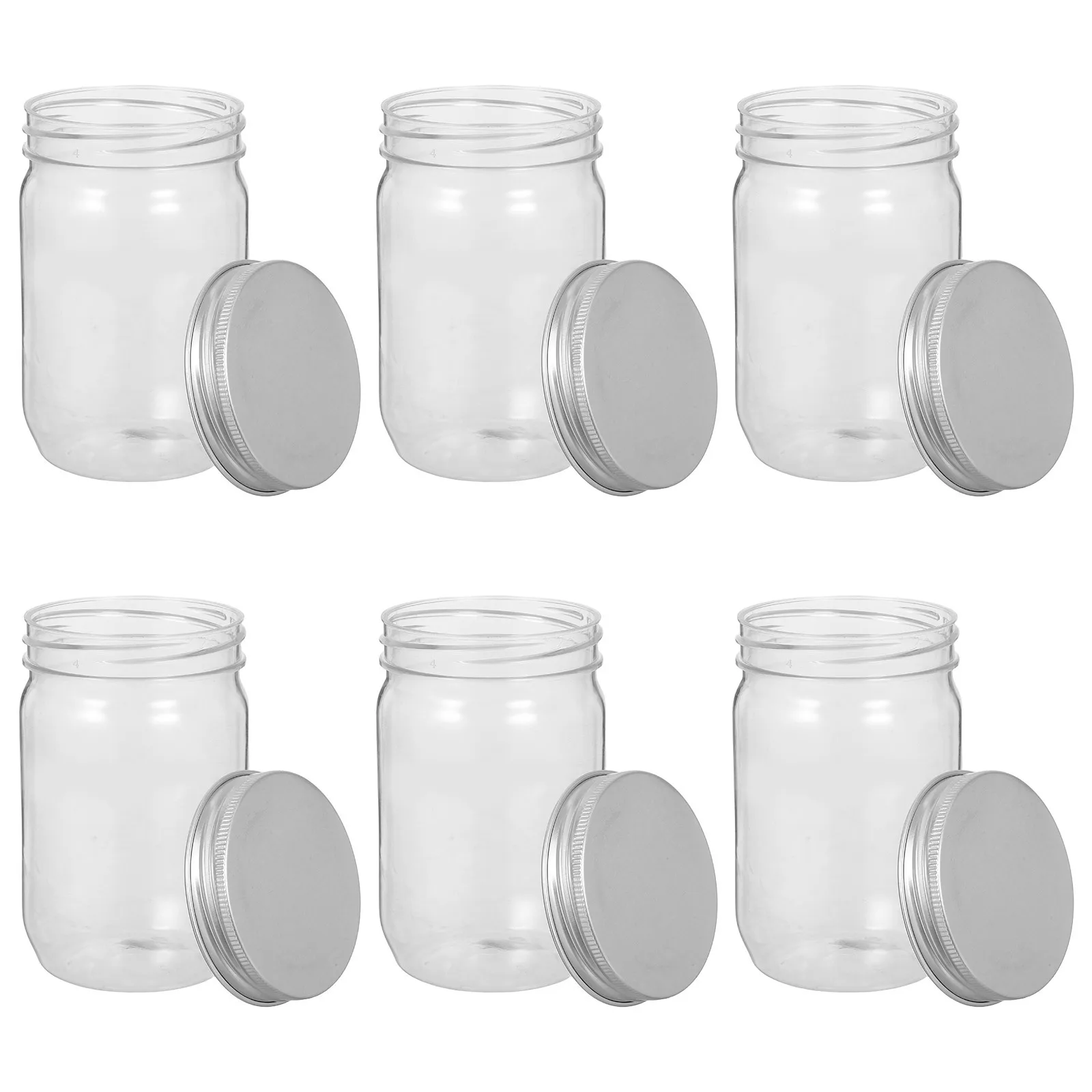 Frascos de plástico transparente, 6 peças, tampas herméticas, recipientes de armazenamento reutilizáveis para doces, lanches, artesanato, organização de despensa