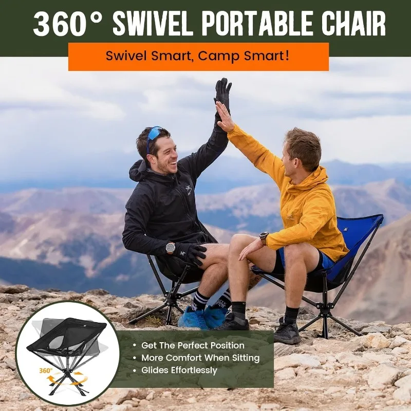 Upgraded Swivel Portable Chair Small Compact Collapsible Folding Chair for Adults That Setup