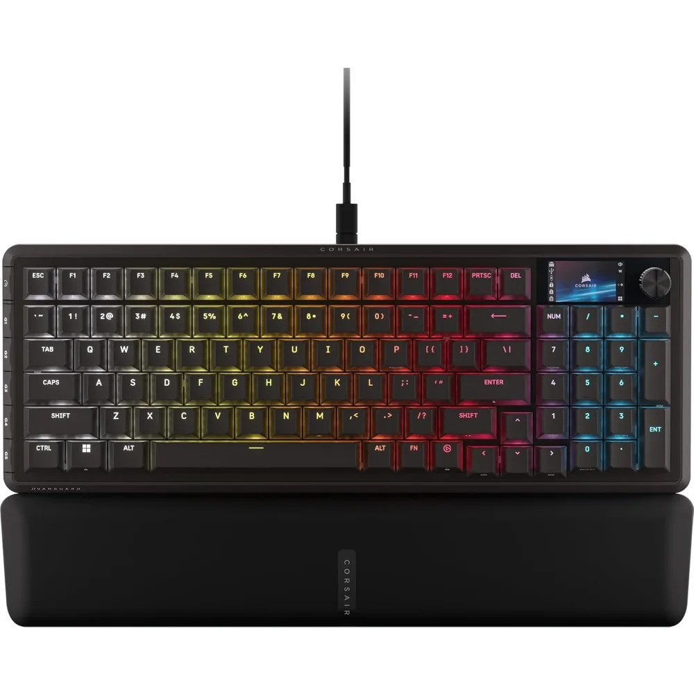 Gaming Keyboard: 96% Layout, Linear Switches, 8000Hz Polling, LCD Display, Stream Deck, G-Keys, Flashtap, QWERTY US - Black
