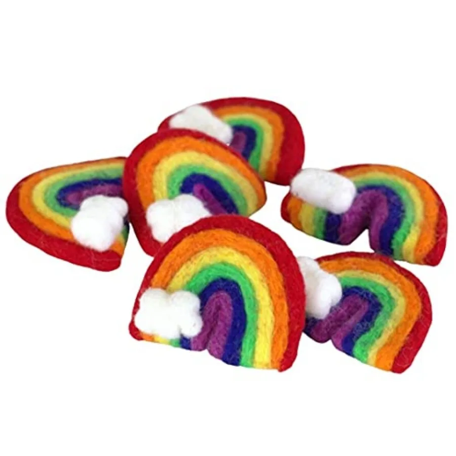 

Rainbow and Cloud Felt Shapes- Approx. 3.25" x 2.5"- 100% Wool- DIY Craft, Spring Tiered Tray Figurine, Summer Bowl Filler, Cat