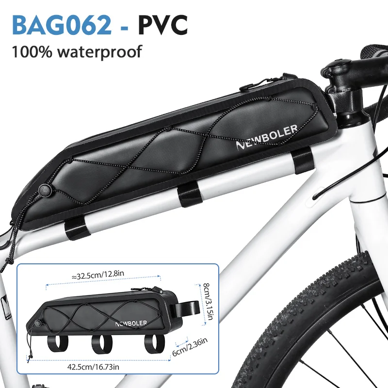 NEWBOLER 2L Fahrradtasche, tragbare Rahmentasche für den Vorderrohr, MTB-Rennrad-Gepäcktasche, große Kapazität, ultraleichte Fahrradtasche