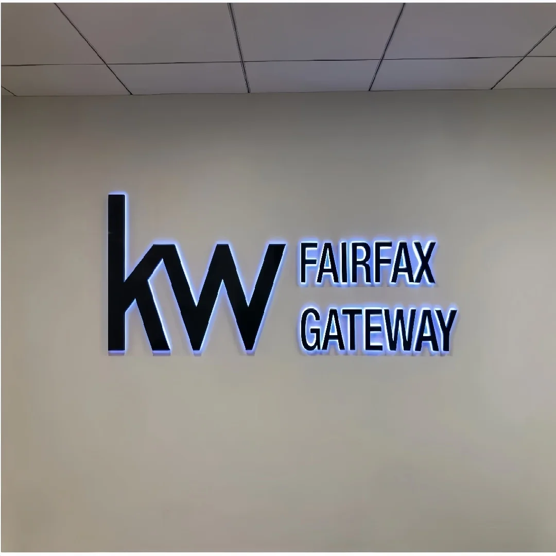 Custom Backlit Sign, Sign for Business, LED Lighting Box Backlit Gold brushed Silver Stainless steel Raised 3D Design  Logo Sign