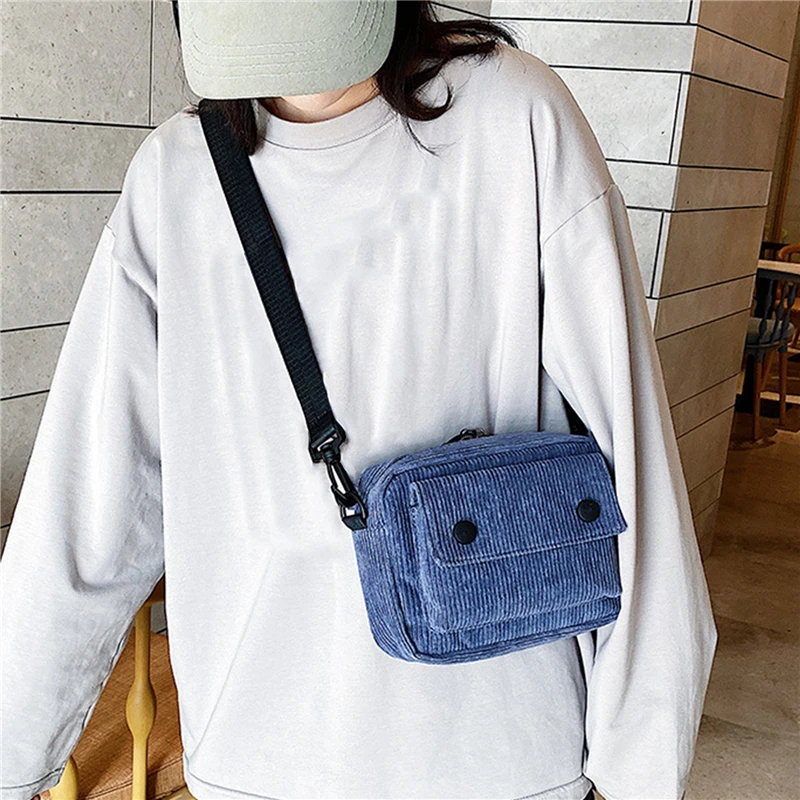 Women Bag Leisure Single Shoulder Messenger Bag Casual Corduroy Small Square Bag Mini Simple Women CrossBody Bag Purse Phone Bag