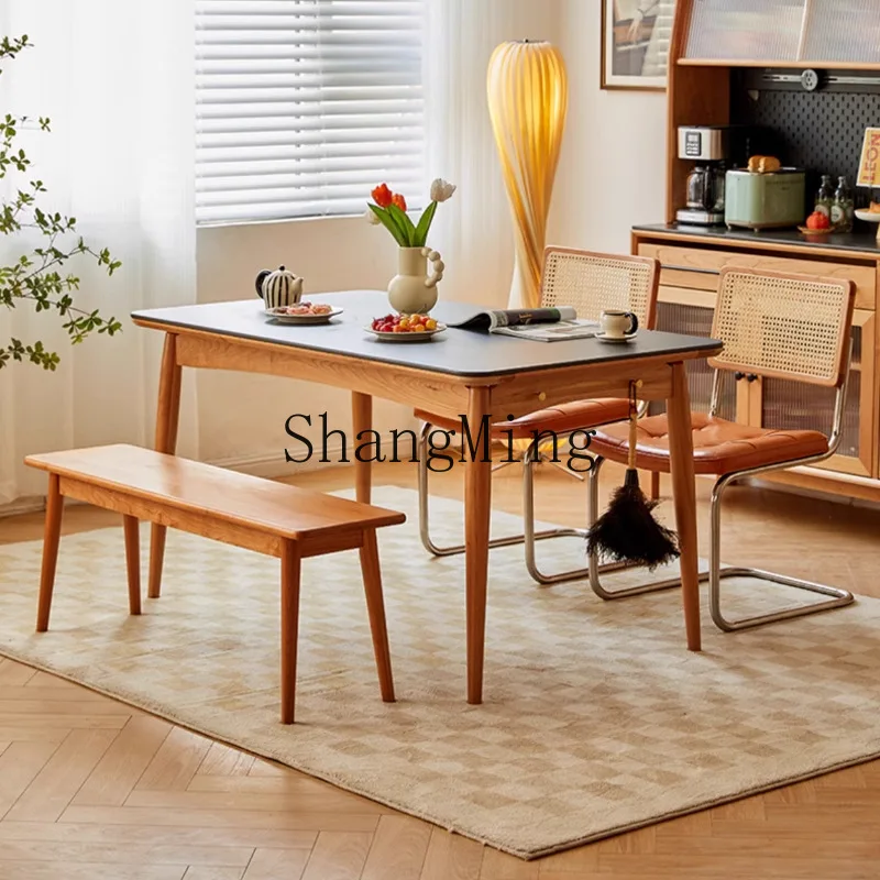 

ZYY all solid wood black rock slab dining table household black dining table small apartment dining table and chair combination