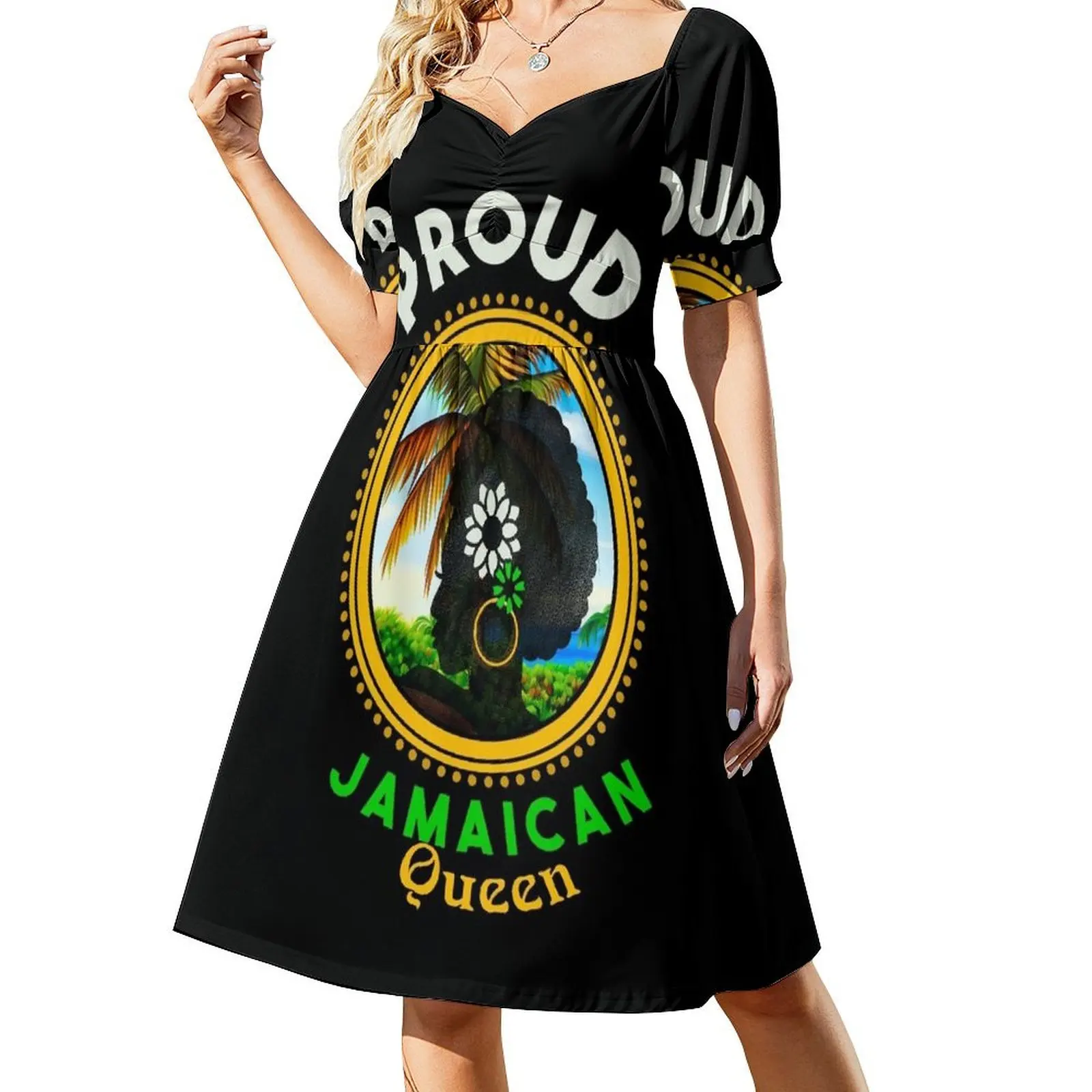 Proud Jamaican Queen Short Sleeved Dress fairy dress Dress woman women's clothing korea stylish