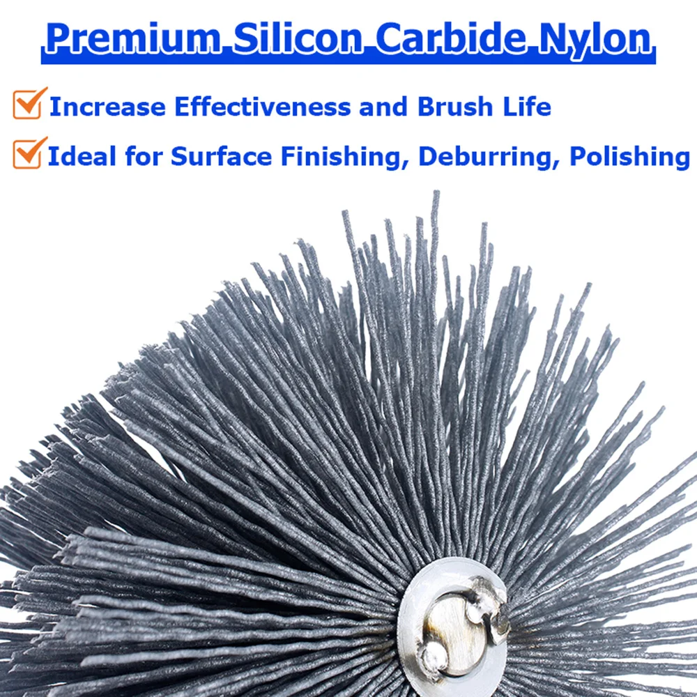 Abrasive Nylon Circular Tube Brushes Silicon Carbide Filament Surface Deburring Polishing Rust Removal Power Rotary Tool Drills