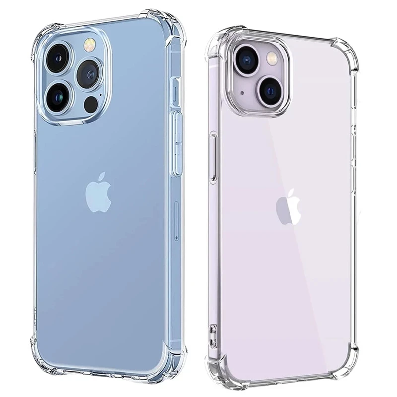 Funda de teléfono transparente de silicona a prueba de golpes para iPhone, cubierta trasera de protección gruesa para iPhone 14, 13, 12, 11 Pro Max,