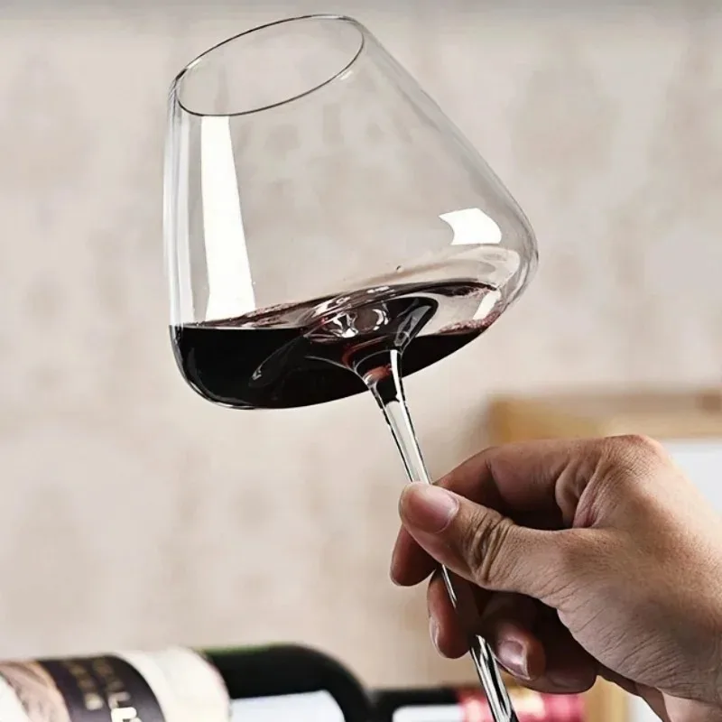 Conjunto de Taças de Vinho Borgonha de Cristal 720ml com Design Moderno Canelado, Laváveis em Lava-louças, para Degustação de Vinho Tinto, Decoração de Bar Doméstico, Presente