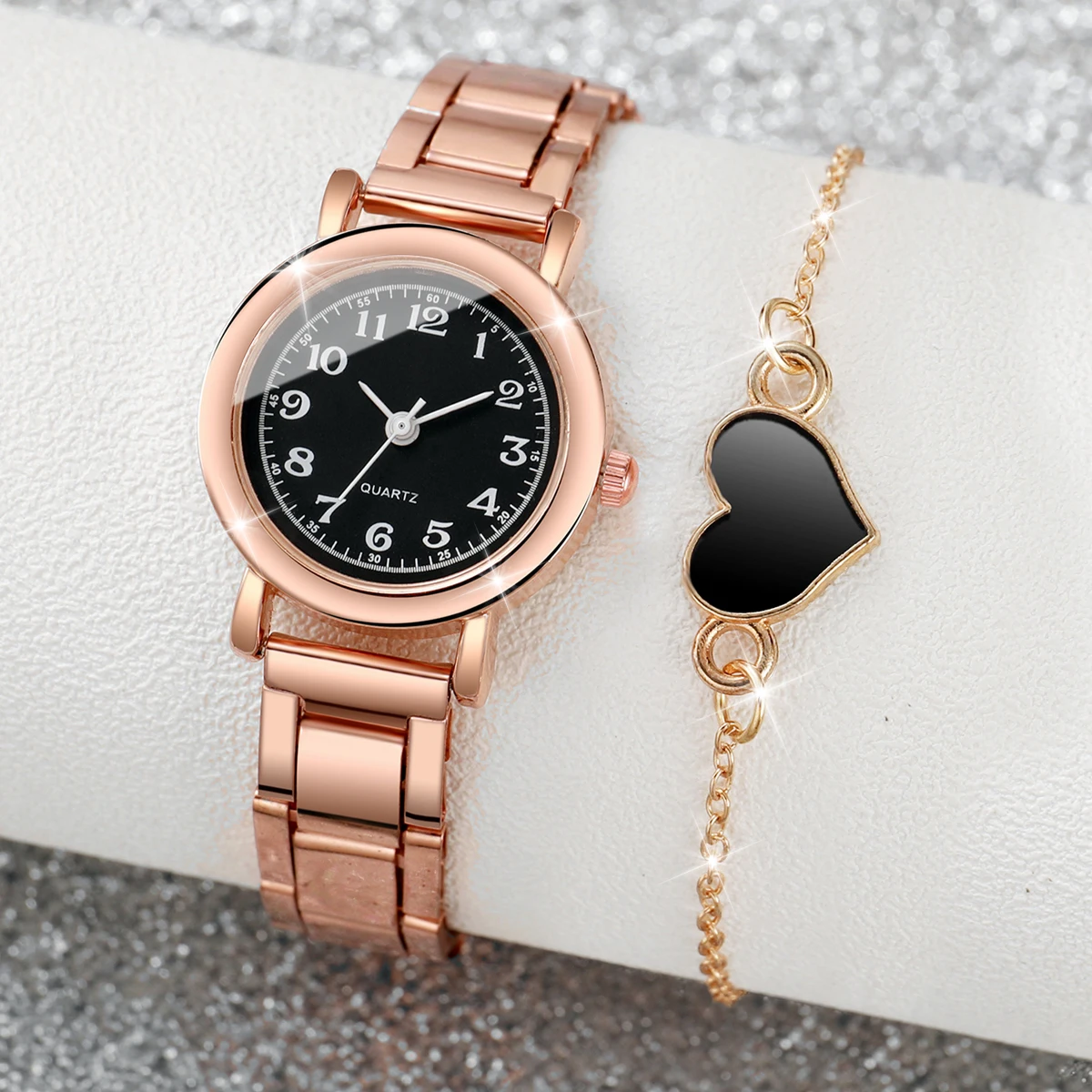 2 個のファッション女性用腕時計セット合金バンドクォーツ時計 - Open Heart Watch のレビューと価格
