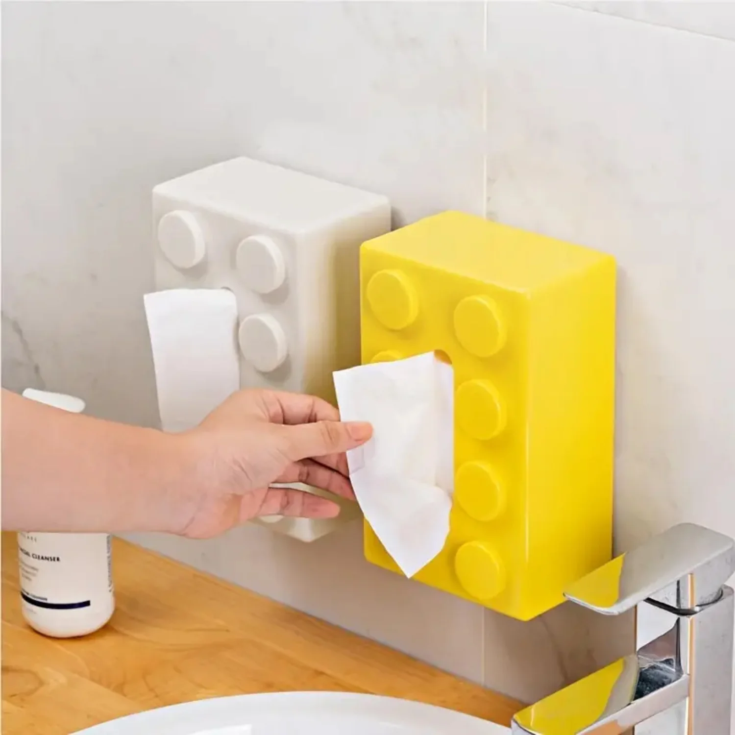 1pc Building Block Design Tissue Box Cover, Napkin Dispenser Container for Bathroom Living Room Bedroom - Creative Decor and Acc