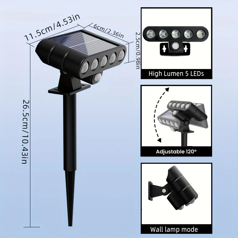 بقعة ضوء الشمس في الهواء الطلق مصباح بعمود بالطاقة الشمسية 3-وضع مقاوم للماء الأضواء الشمسية لساحة حديقة مسار Flowerbed شجرة الإضاءة #3
