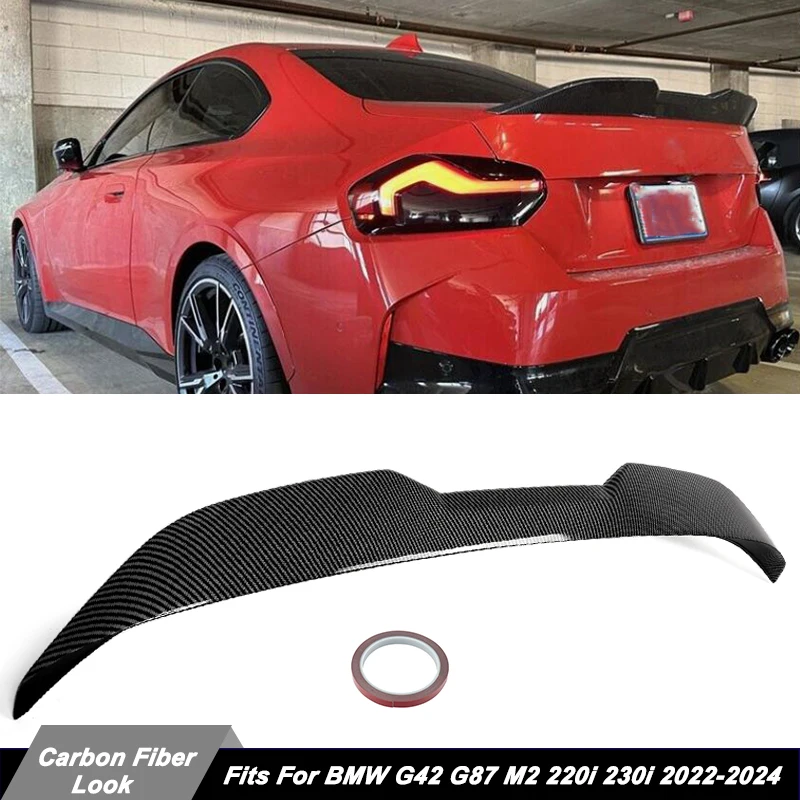 

For BMW 2 Series G42 220i 230i M240i xDrive MP Style 2022 2023 2024 Rear Trunk Boot Lip Spoiler Wing Carbon Look Auto Body Kit