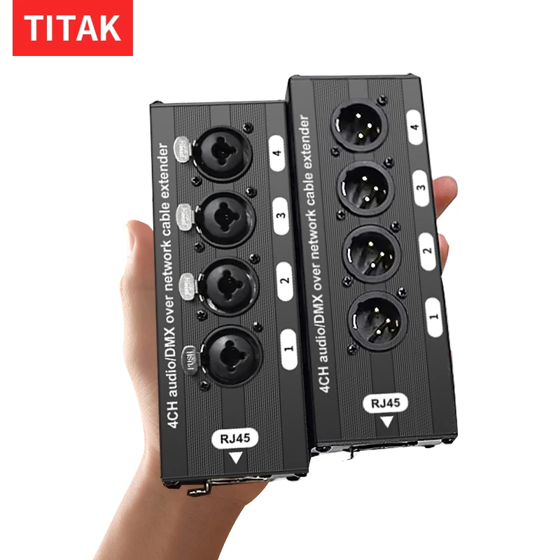 RJ45 CAT5 to 4 Channel 3Pin XLR Audio Extender STP Shielded Multi Network Receiver Cable for Stage Recording Studio Male Female
