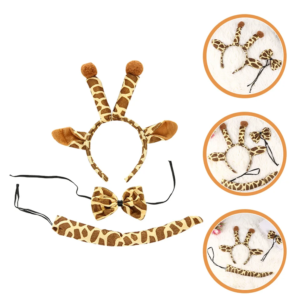 1 conjunto de fantasia de girafa, adorável, crianças, orelhas de animais, gravata borboleta, halloween, cosplay, acessórios de festa, tiaras de animais