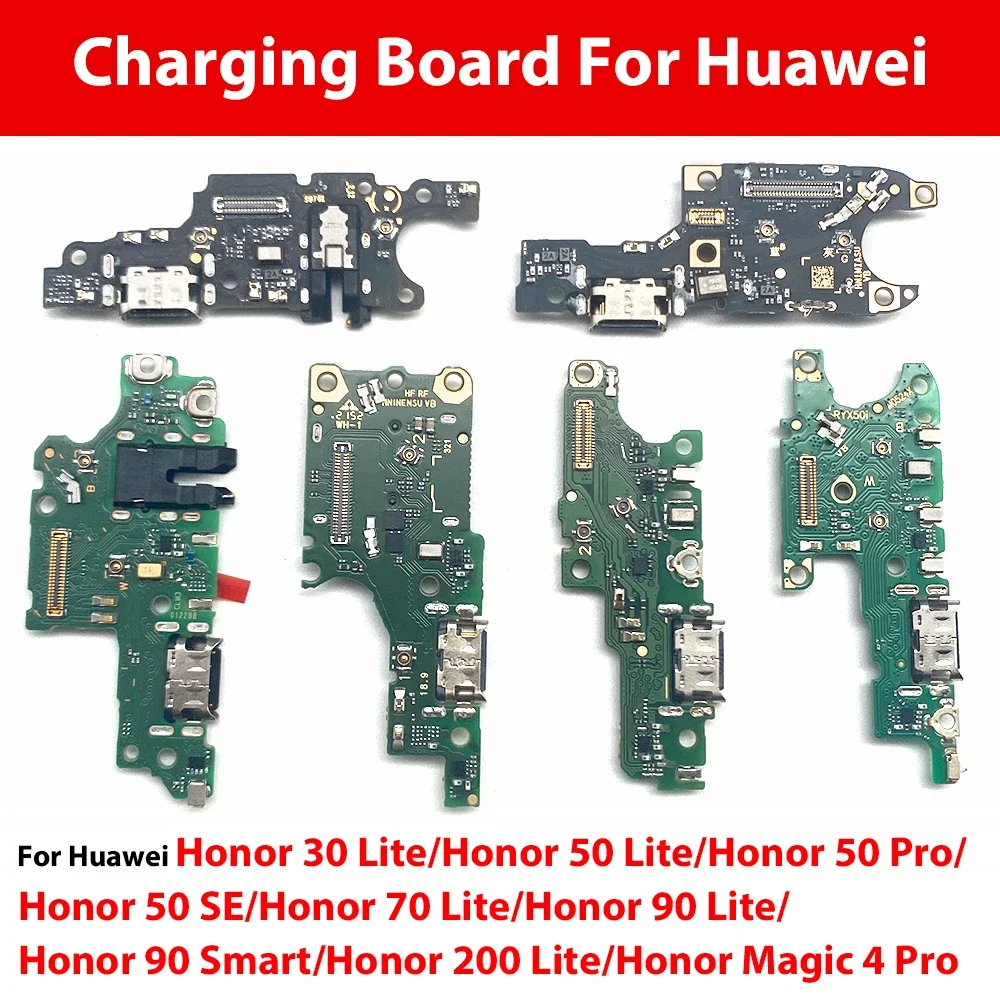 For Huawei Honor 30 Lite 50 SE 70 Lite 90 Smart 200 Magic 4 Pro USB Charging Port Mic Dock Connector Board Flex Cable Repair