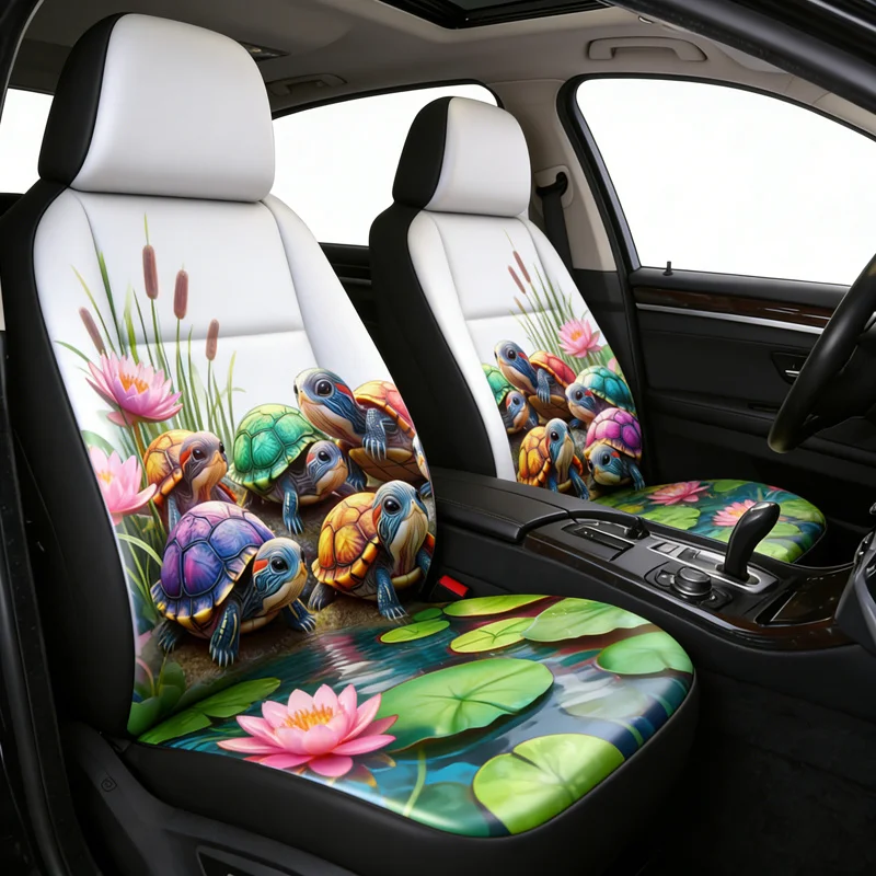 2 Sets Of Colorful Turtle For Lotus Car Seat Covers With Vivid Patterns, Suitable For Both Men And Women, Universal Seat Protect