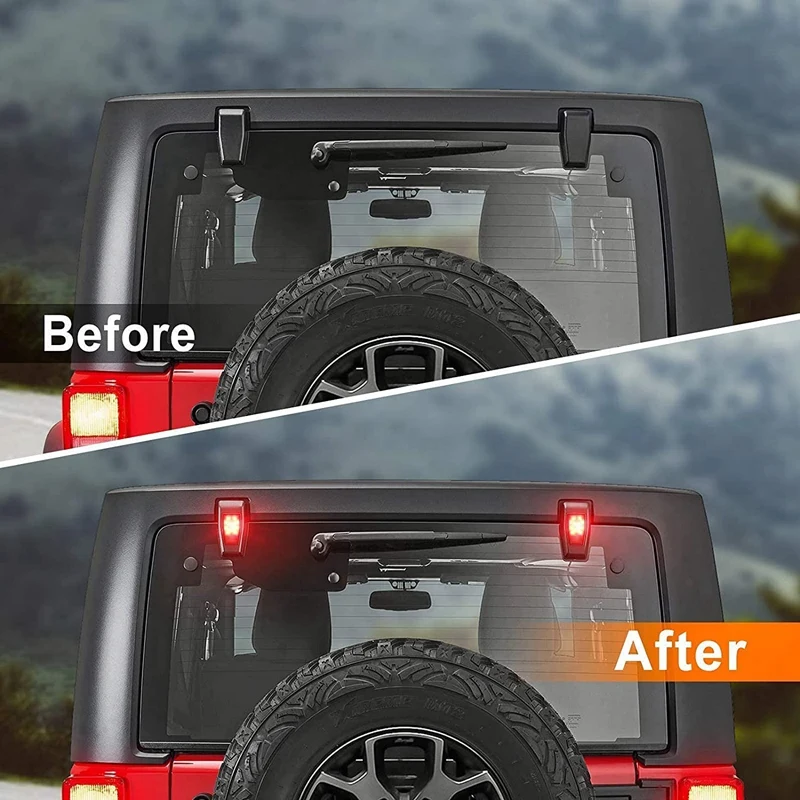 Lampu Rem Belakang Tinggi Mobil 2 Buah Lampu LED Belakang Lampu Rem Belakang Ketiga untuk Lampu Sinyal Jeep Wrangler Jk 2007-2017