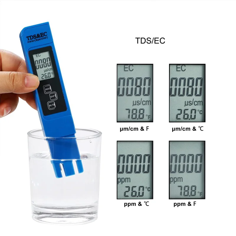 Professioneller 3-in-1 Tester Wassermessgerät TDS EC Temperaturmessgerät Digitaler LCD-Wassertester Stift Reinheitsfilter Wasserqualität – Detail 2