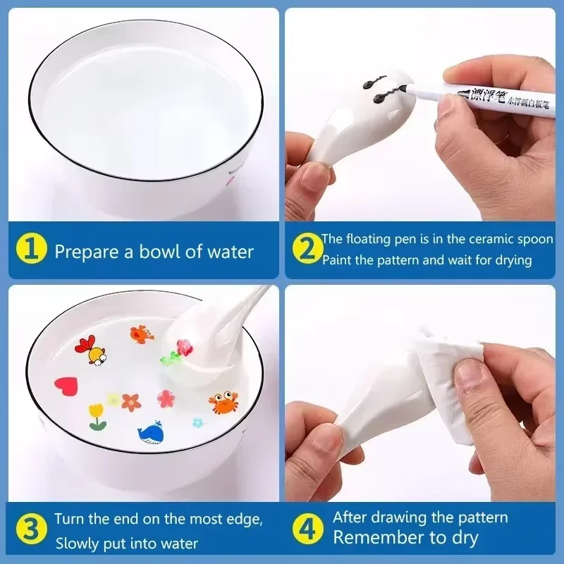 Magiczne pływające długopisy do rysowania wielokrotnego użytku z technologią pływającego tuszu Rysuj na wodzie, łatwo czyścą się zabawna zabawka dla dzieci