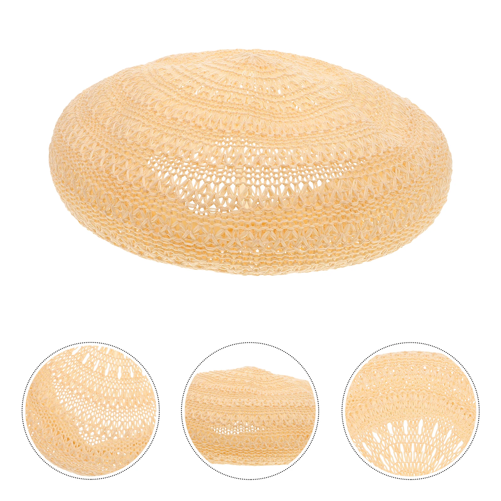 

Straw Beret Hat Fashion Comfortable Woven Women Khaki Travel Beret Hat Vintage Travel Spring Summer Beach Style