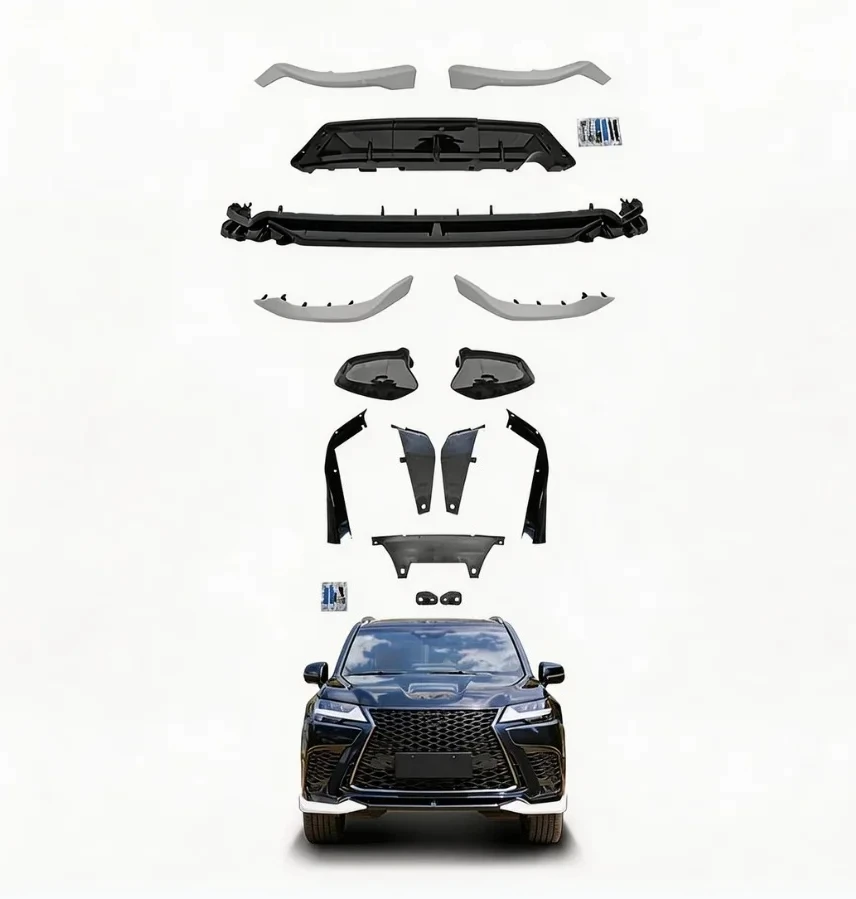 For 2022+ for LX600 Series Sport Front Bumper Lip Conversion Kit with Tow Hook & Clips New Updated Design Hot Selling