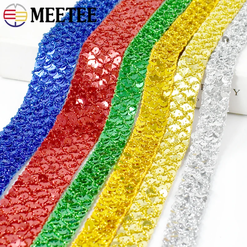 5/10Meters 20/35mm Sequin Lace Tape Colored Laces Ribbon Wedding Party Garment Stage Dress Decor Tapes DIY Sewing Accessories