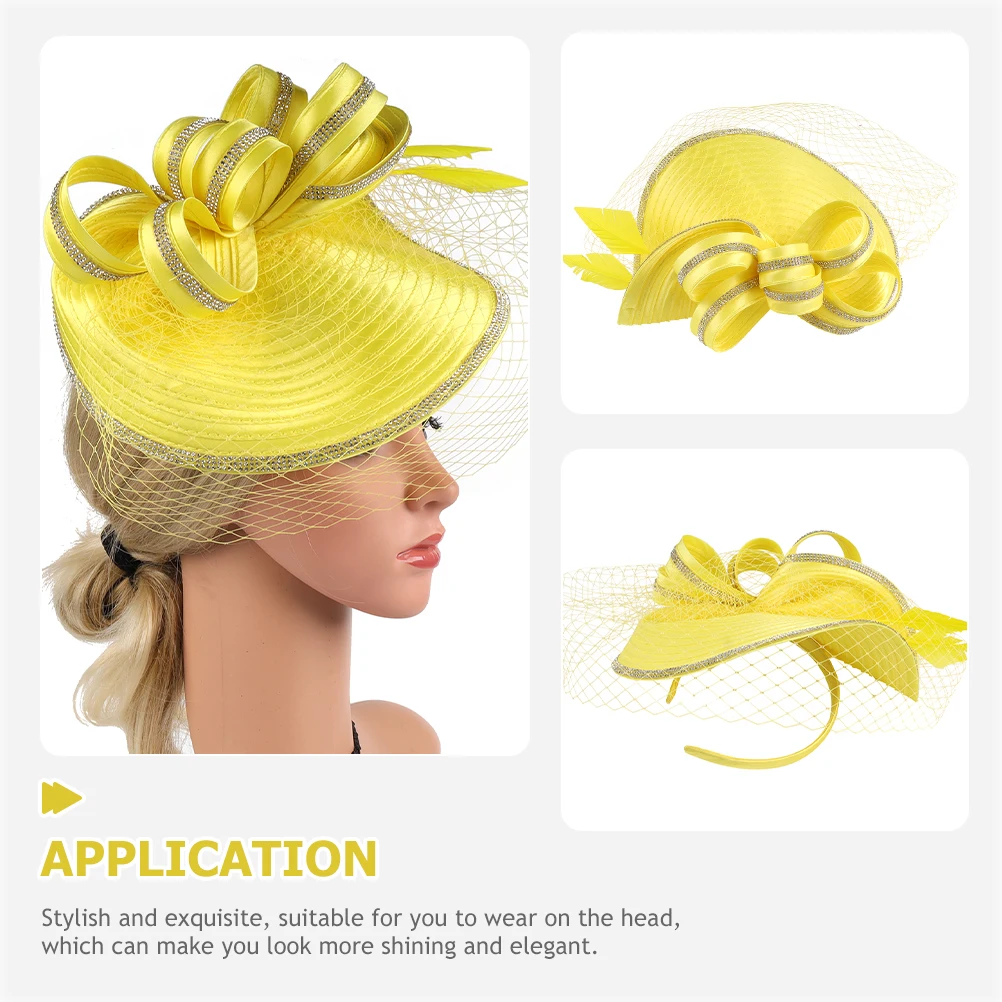 

Shiny Hat Fascinator Stirnband Hut Englischer Damen Hats for Tea Party Facinator Hair Bands