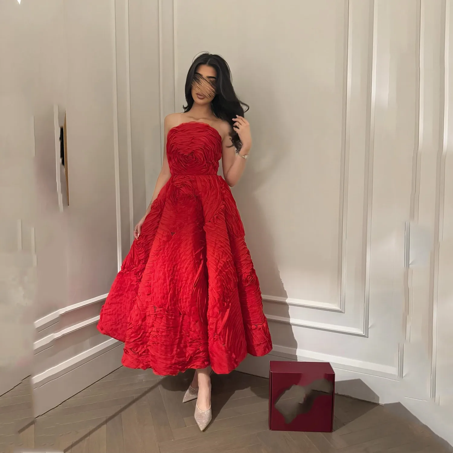 

Красное женское платье Lorrtta для особых случаев, платье для выпускного вечера с 3D цветами, Vestidos De Festa по индивидуальному заказу فساتين سهرة, вечернее женское платье