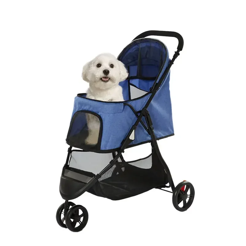 2024 حامل حيوانات أليفة فاخر باللون الرمادي الفاتح وعربة سفر خفيفة الوزن مزدوجة للكلاب وحامل للحيوانات الأليفة