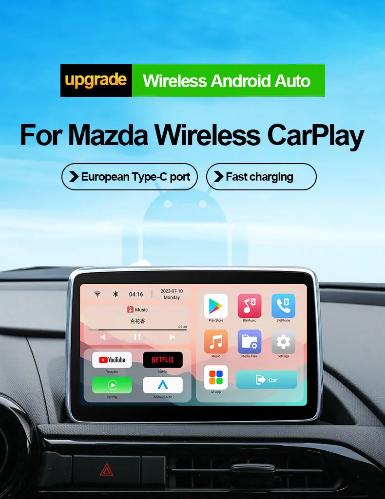 Typ-C-Schnellladung Carplay Android AUTO Wireless Connected Watch YouTube Netflix Videos für Mazda 2 3 6 CX30 CX5 CX8 CX9 MX5 – Detail 1
