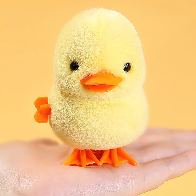 Yellow Jumping Chicken Clockwork Toy Walking Simulation Plush Wind Up Vintage Toys for Kids 2 to 4 Years Old Toys Gift