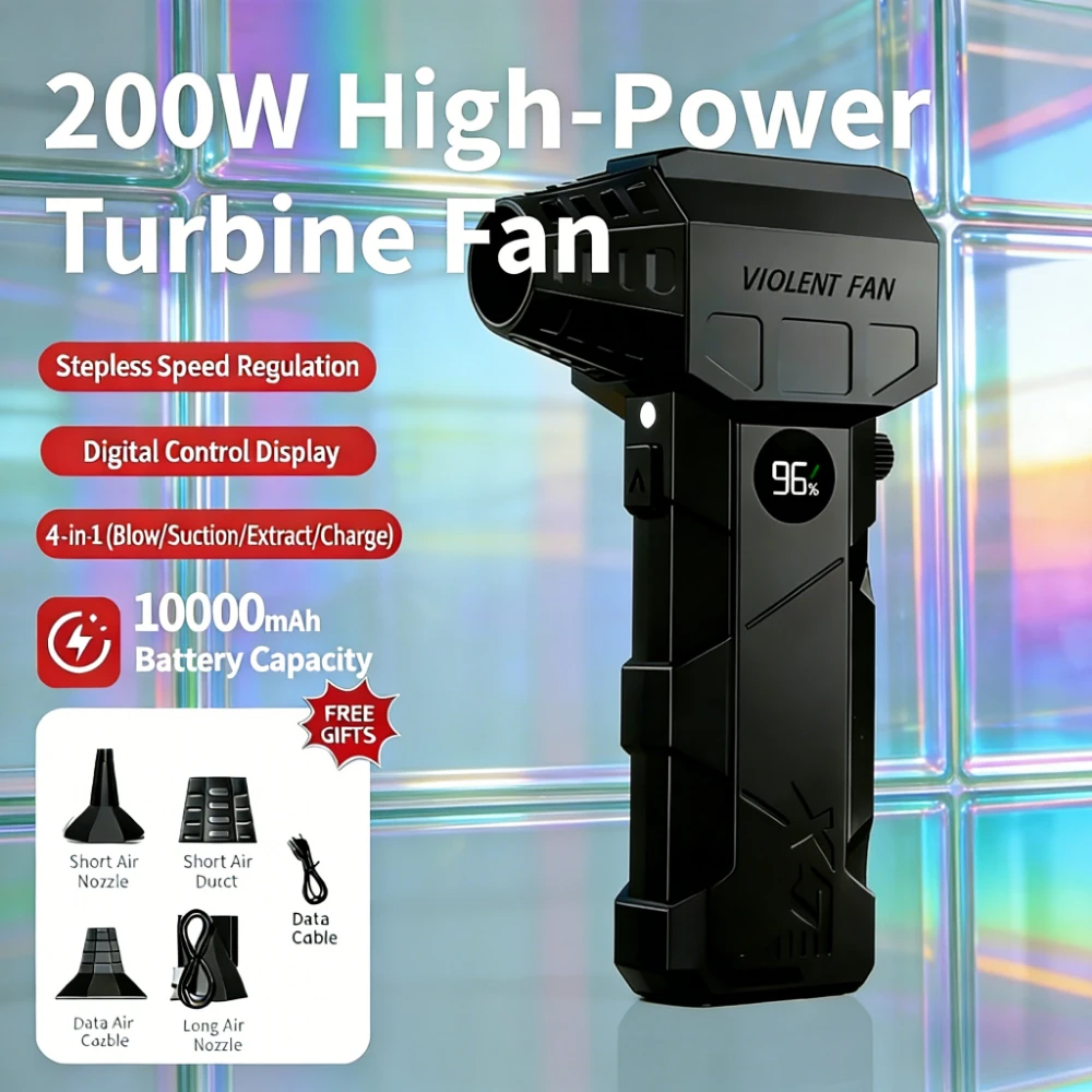 

X5 Turbo Fan Portable Handheld Fan Car Cleaning Tool Mini Air Blower with Vacuum Kit Turbo Jet Fan Hair Dryer multifunction use