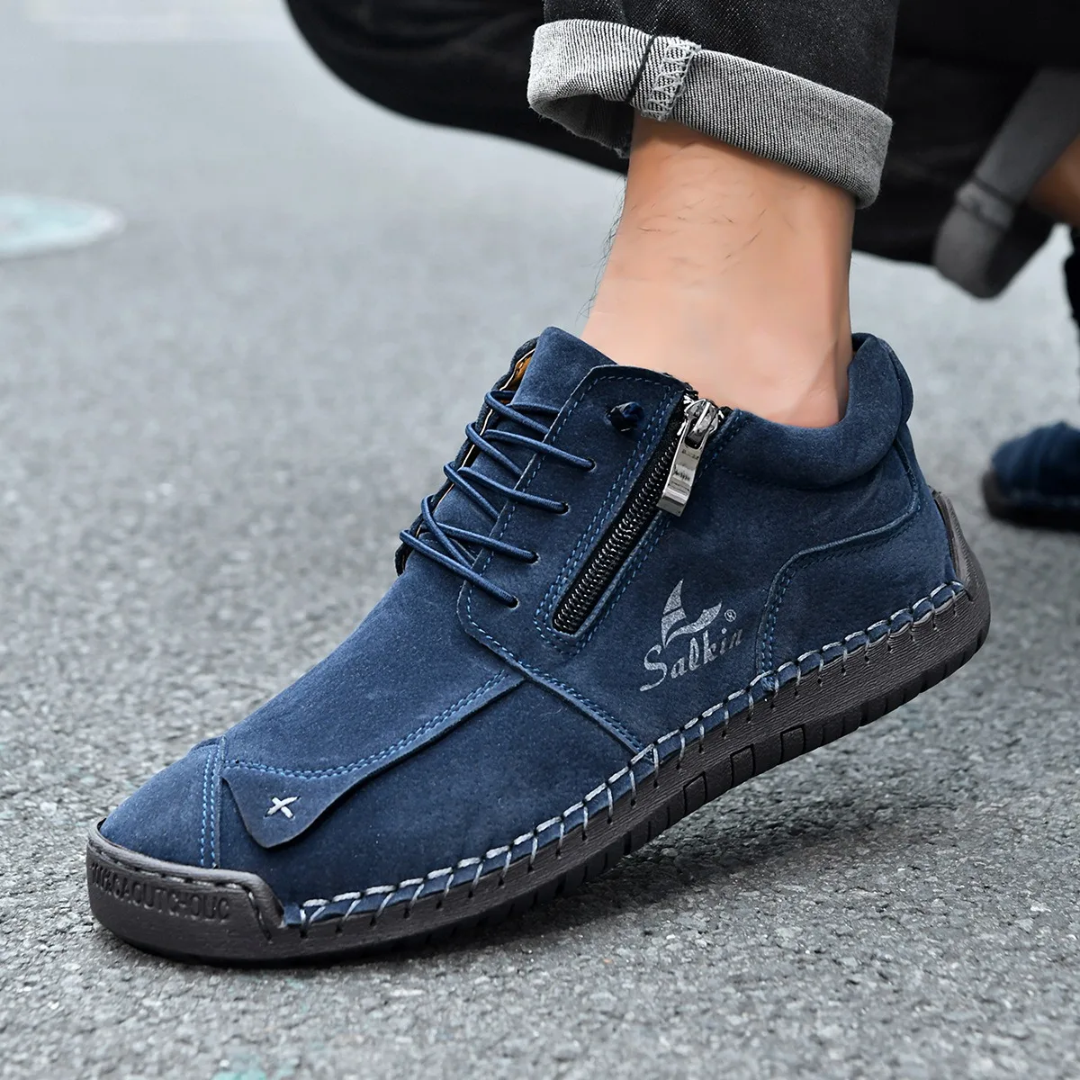 Herren-Freizeitschuhe, hohe Sneakers, Herren-Outdoor-Stiefeletten, atmungsaktiv, bequem, weiche Sohle, luxuriöse, modische Herrenschuhe – Detail 9