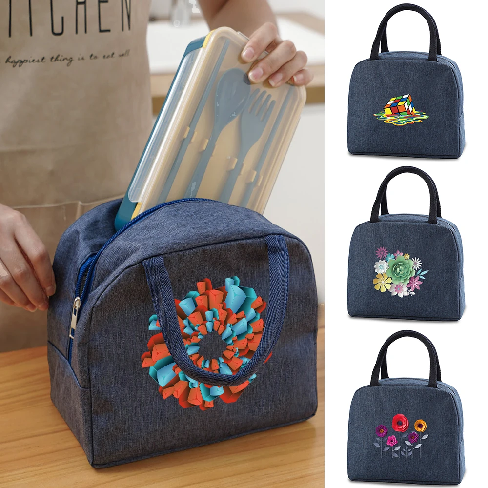 

Insulated Canvas Bento Lunch Dinner Handbag Cooler Lunch Bag Portable Thermal School Picnic Food Pouch Bag Men Women Work Bag