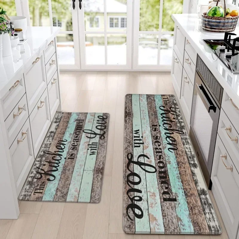 

Decorative Kitchen Floor Mat Waterproof Oil-proof Easy To Clean PVC Leather Washable Non-slip Carpet Balcony Rug Ковер Tapis 러그