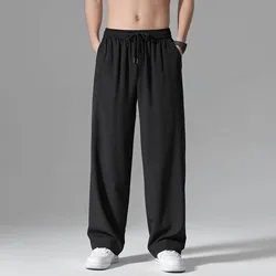 2024 Spring New Wide Leg Sweatpants Baggy Men Korean Fashion Loose Straight Wide Leg Pants Male Harajuku Black Pants Streetwear