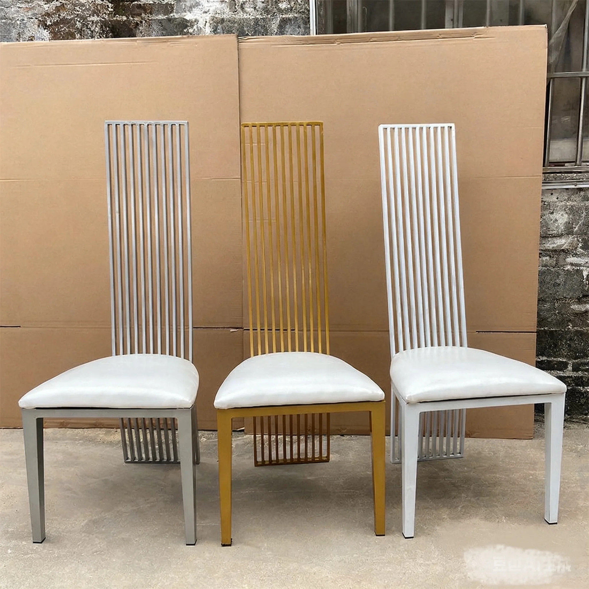 Factory Direct Sale Stainless Steel Luxury Royal High Back Dinning Wedding Hotel Chairs
