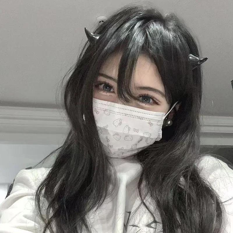 악마 뿔 헤어 클립 바레트, 공포 고딕 할로윈 코스프레 의상 파티 액세서리, 작은 악마 OX 뿔 할로윈 머리핀