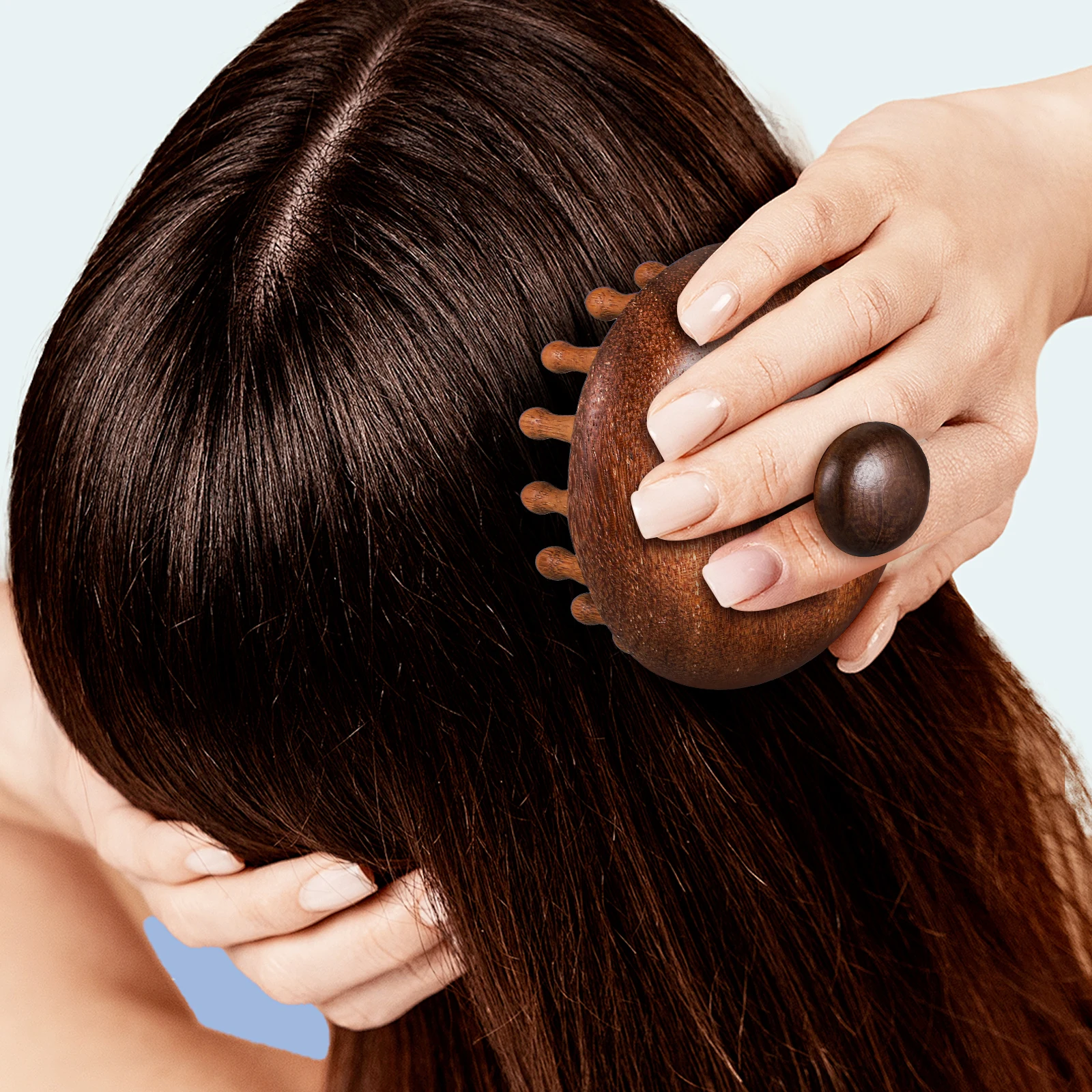 

Wooden Scalp Massager Comb Natural Sandalwood Round Tip Hair Brush Shampoo Massage Tool Relaxing Scalp Stimulator Gua Sha Comb
