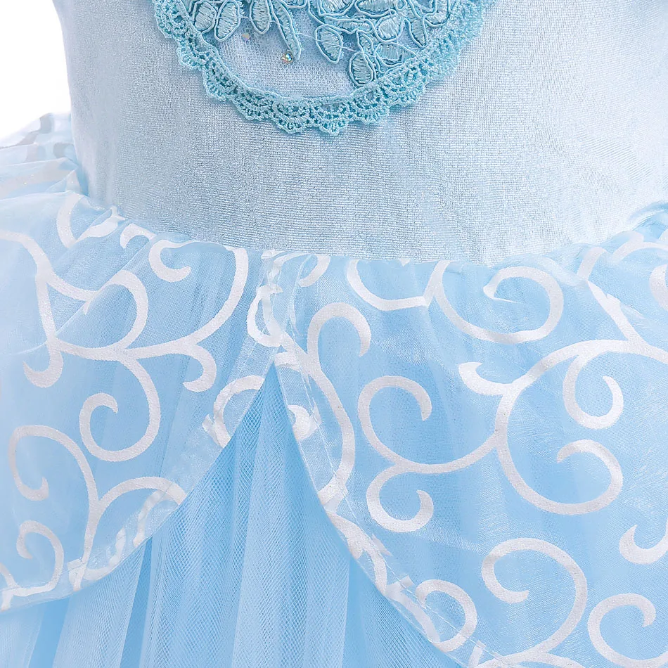 Girl Cinderella Dress for Kid Girl Halloween Princess Cosplay Velvet Ball Gowns Clothing Mesh TUTU Floral Costume 2-10T