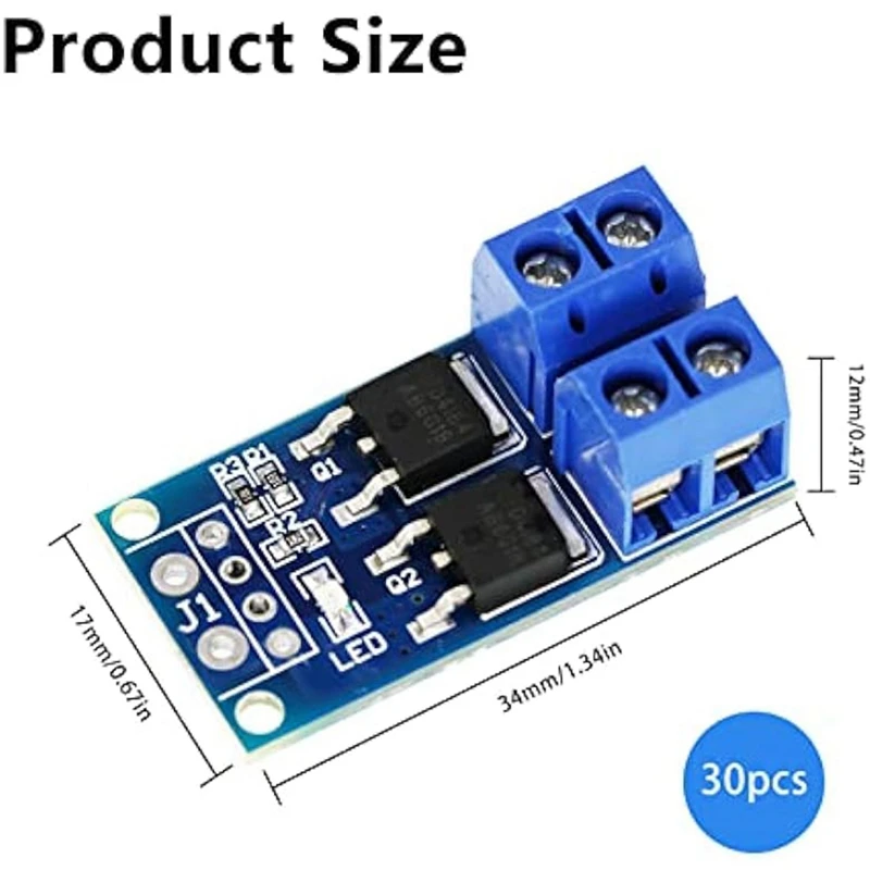 30PCS MOS Transistor Driving Module Trigger Switch DC5V-36V 15A(Max 30A) PWM Adjustment Electronic Switch Control Board Durable