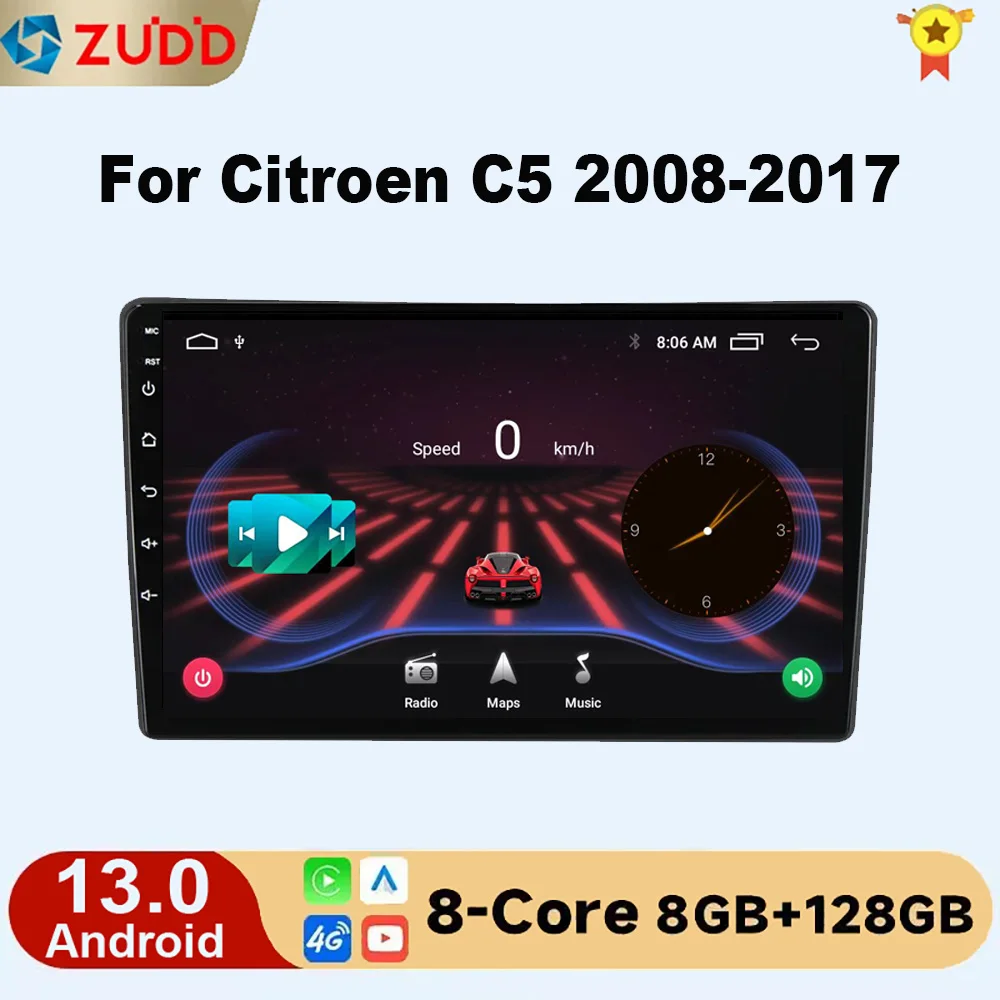 

For Citroen C5 2008-2017 2 Din Android 13 Car Radio Multimedia Video Player Navigation GPS Autoradio Stereo HU 2din no dvd