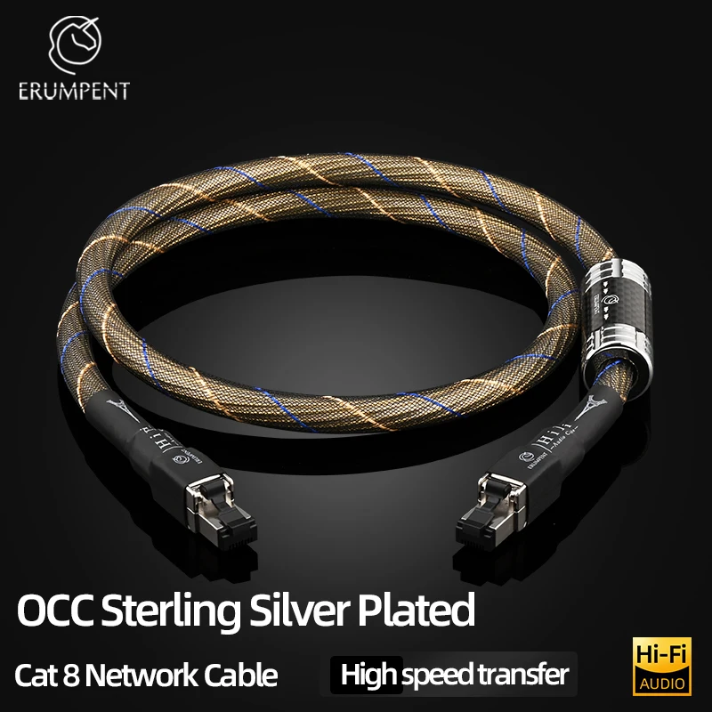 

Высокоскоростной сетевой кабель ERUMPENT Cat 8 40 Гбит/с 2000 МГц Интернет-кабель LAN для ноутбука Маршрутизатор RJ45 Разъем из цинкового сплава Ethernet-кабель