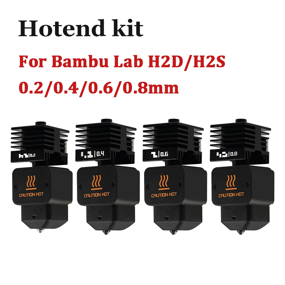 New High Quality H2D H2S H2C Hotend Kit with 0.2/0.4/0.6/0.8mm Hardened steel Nozzle Replace Hotend Kit For Bambu H2D A1/A1mini